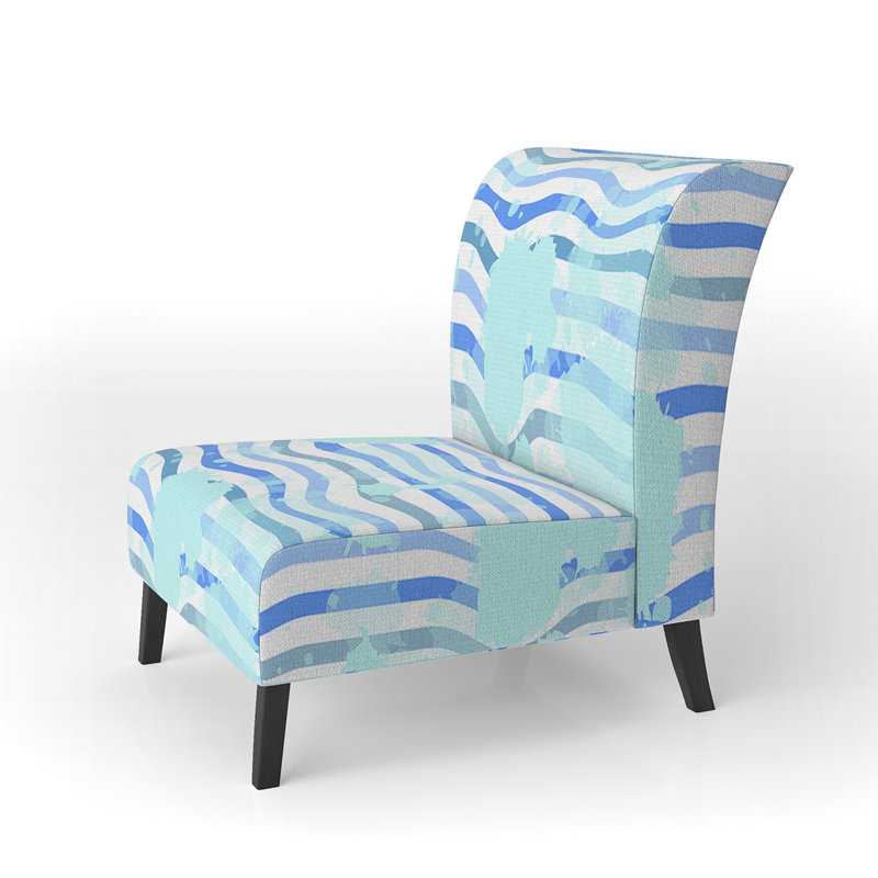 Fauteuil de chambre rembourré à motif vert et bleu