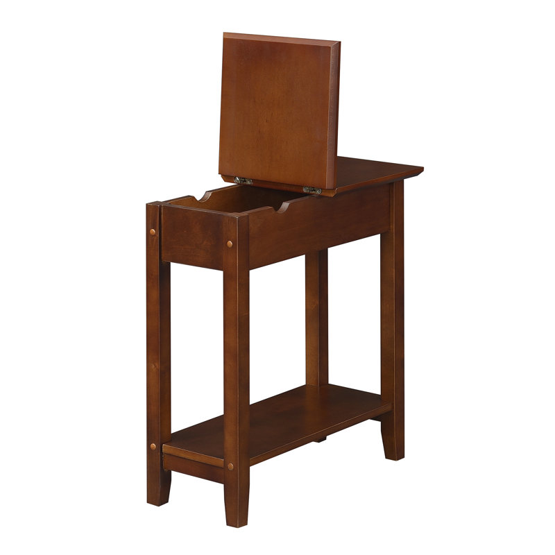 Carbin End Table and Built-In Outlets, Espresso Top/Expresso Base