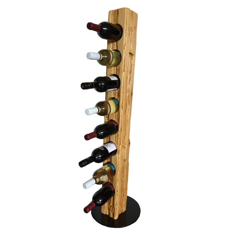 Belfry Kitchen - Rustic wine stand, wine rack, wine holder Made of solid wood; Made by hand For 8 bottles of wine; Height 113 Cm, Diameter 30 Cm; Driftwood look; Country style; Decorative unique specimen