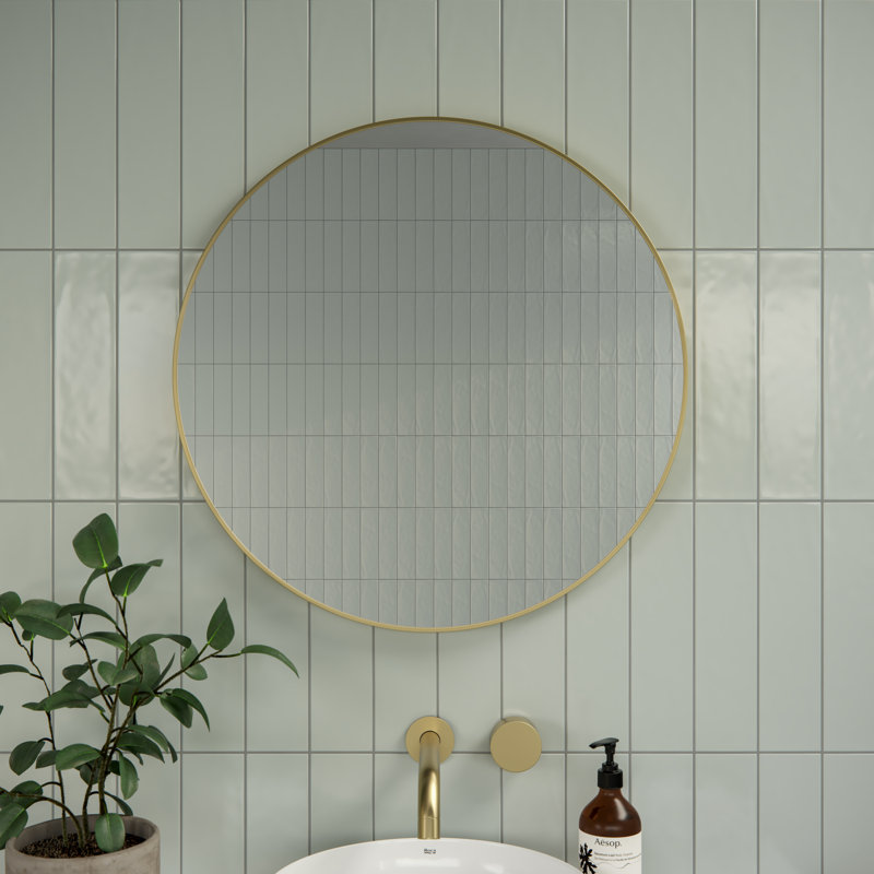 Modern & Contemporary Bathroom/Vanity Mirror, Satin Brass, 24" x 24"