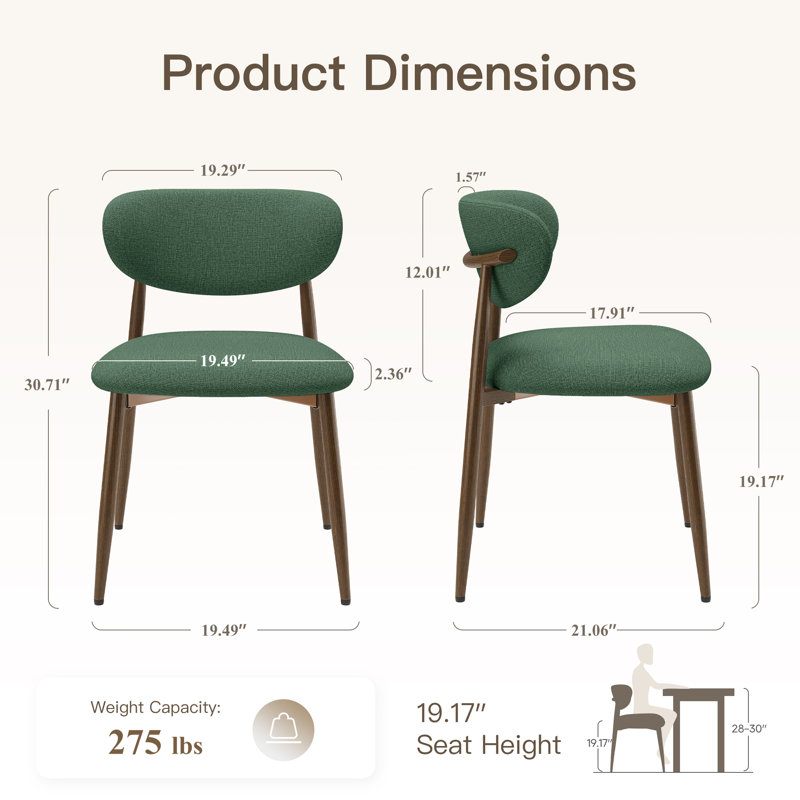 Westhampton Upholstered Dining Chair Side Chair, Green