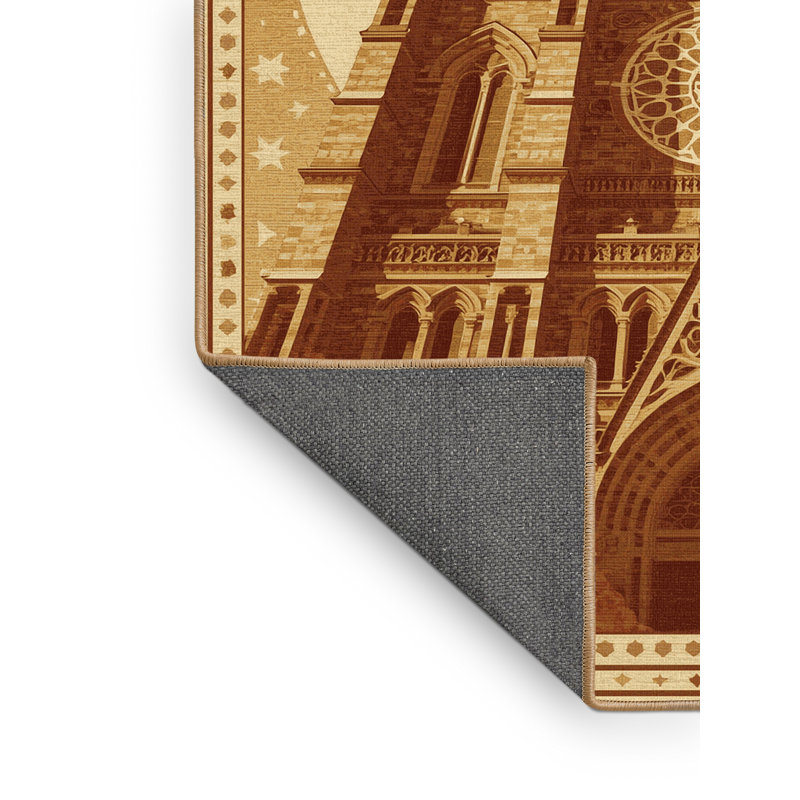 Tapis oriental brun classique moelleux et moelleux de couleur cathédrale Fairbanks Christchurch - reliure brun clair, 5 x 7