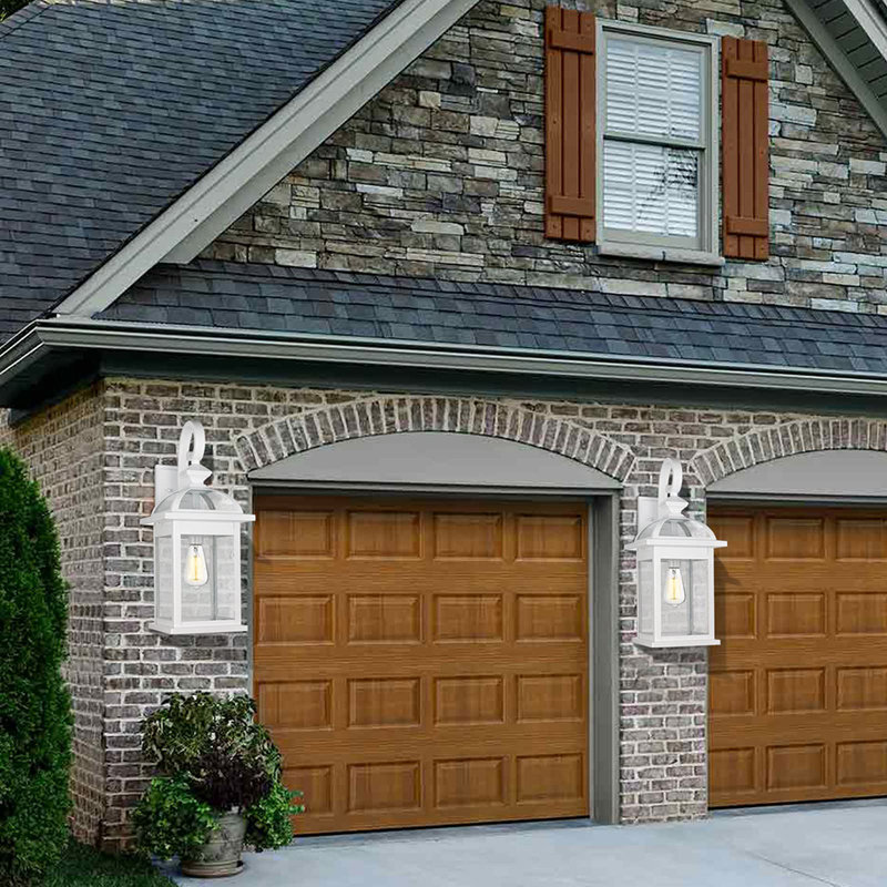 Lanterne murale extérieure imperméable (ampoules non incluses), Blanc, H 21,2 po x l 6 po x P 6 po
