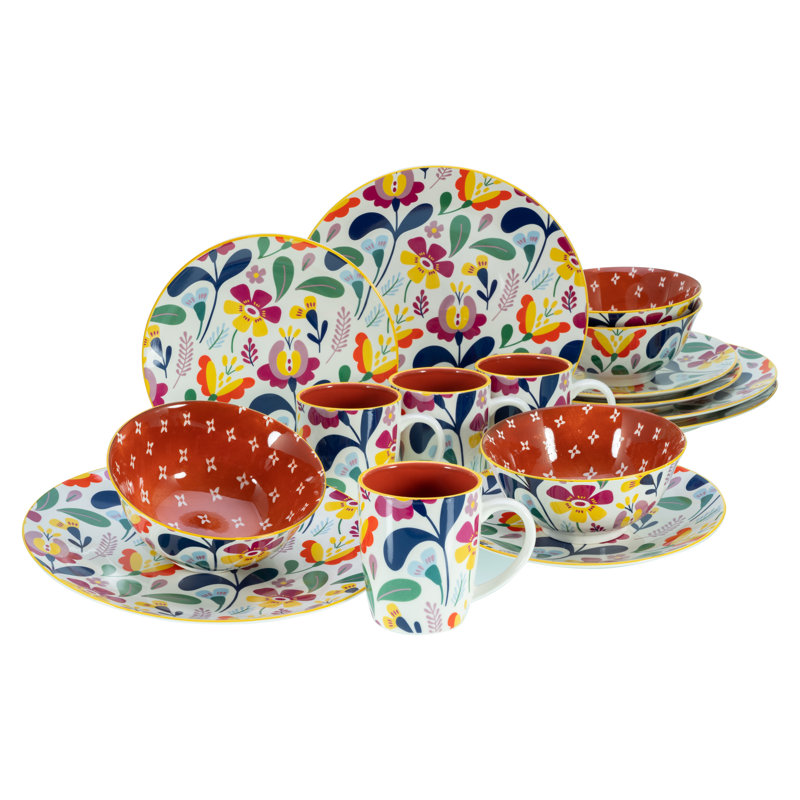 Folklore 16 Piece Dinnerware Set, Service for 4