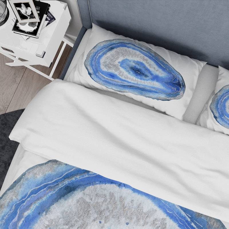 Géode minérale bleu foncé - ensemble de housse de couette moderne - polyester microfibre
