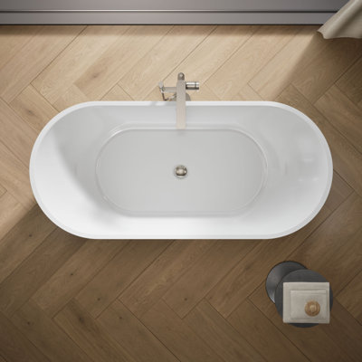 Evok 66 In. X 30 In. Freestanding Bath With Center Toe-Tap Drain