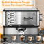 Machine à espresso 20 bars avec mousseur à lait, cafetière en acier inoxydable compatible avec les dosettes, fonction simple et double pour cappuccino, latte et macchiato