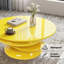 Table basse moderne haut de gamme en fibre de verre, table d'appoint ronde à pied central laqué brillant pour salon, aucun assemblage requis, jaune-1092441401