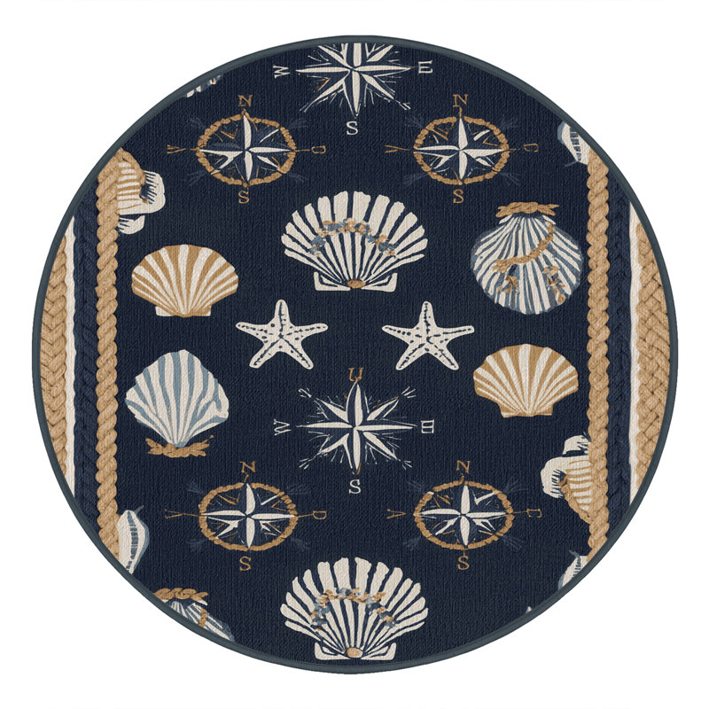 Washable Coastal Elements Nautical Area Rug, Rectangle 3' x 5'