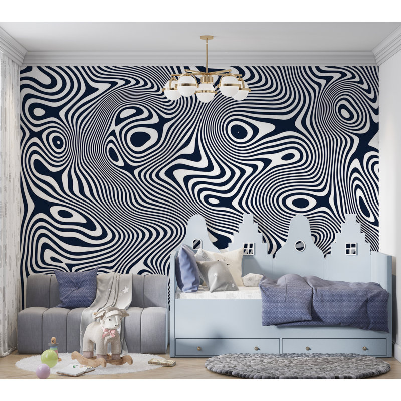 Murale pelez et collez de qualité supérieure - dessin au trait abstrait, L 40 po x l 60 po