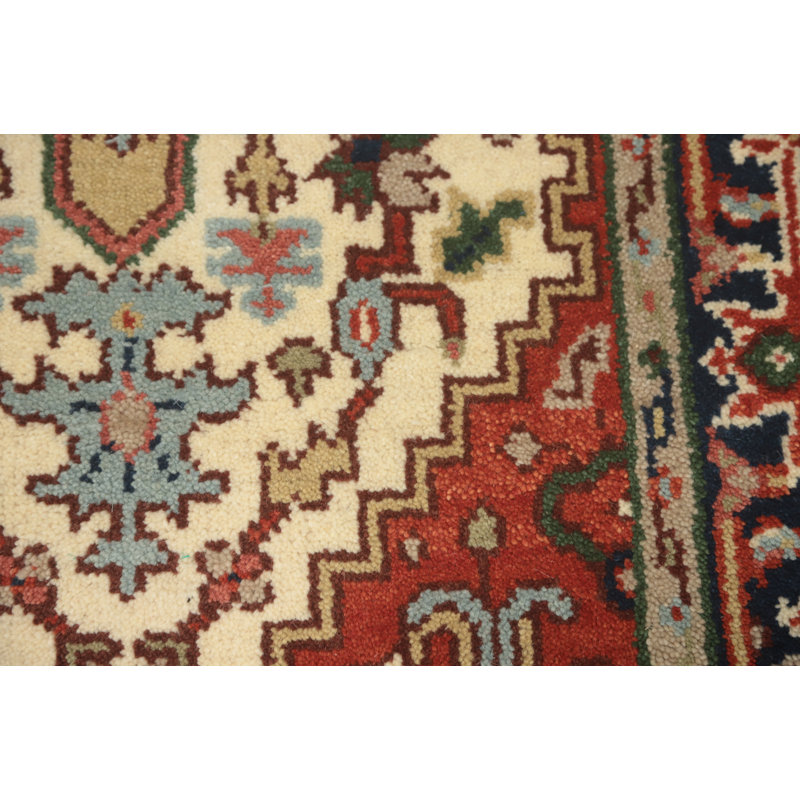Tapis décoratif ivoire fait à la main en laine 3 x 5