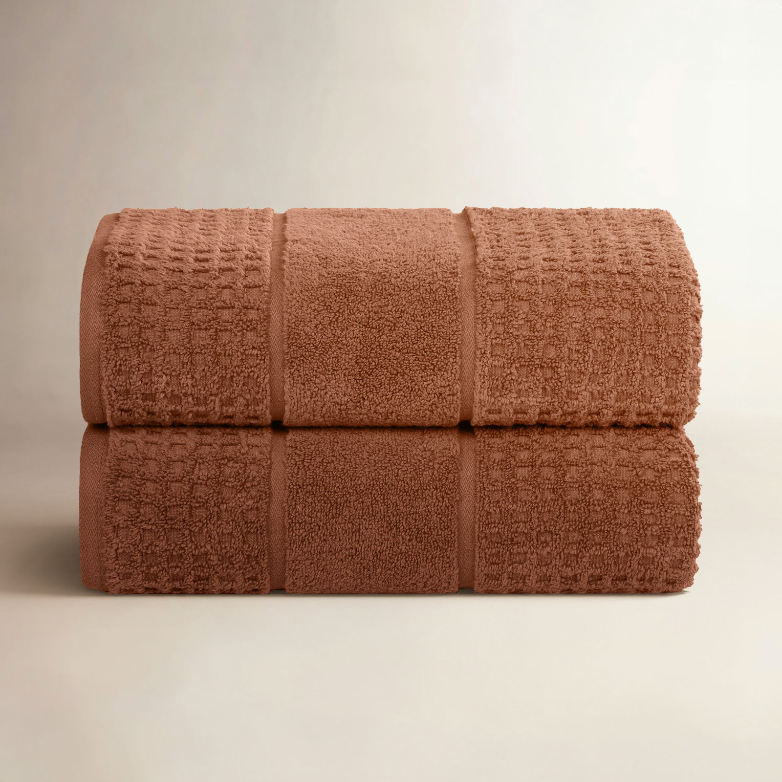 Hiyabel Waffle Cotton Bath Sheet Set, Rust
