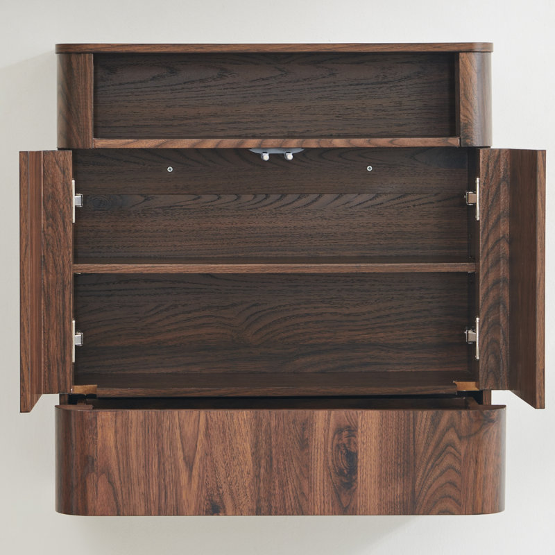 Bathrooom Wall Mounted Storage Cabinet,Wood Medicine Cabinet With Adjustable Shelf & Door, Brown