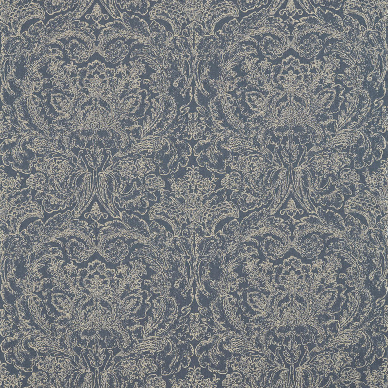Courtney Damask Fabric, Indigo