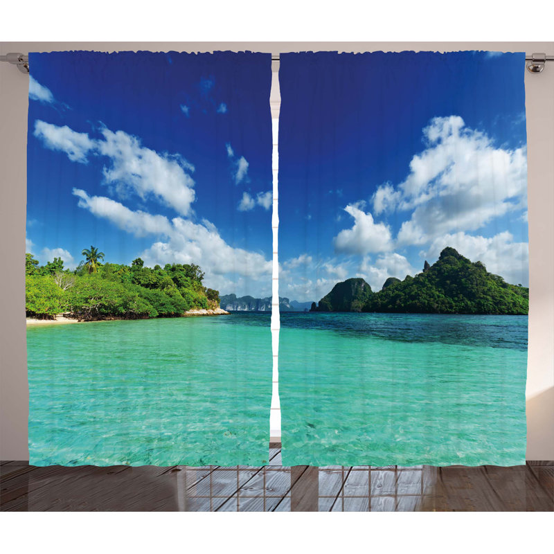 Jona Semi Sheer Curtain Pair, 54" W x 84" L