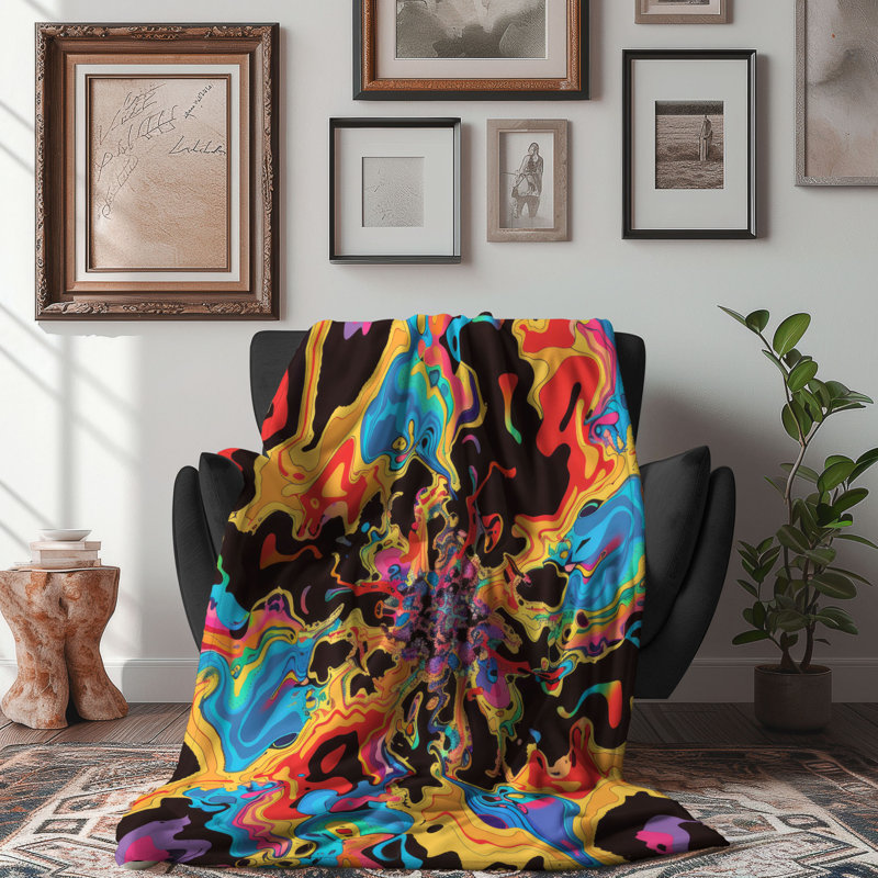 Color Fractals - 1 pièce Sherpa Premium, L 60 po x l 50 po