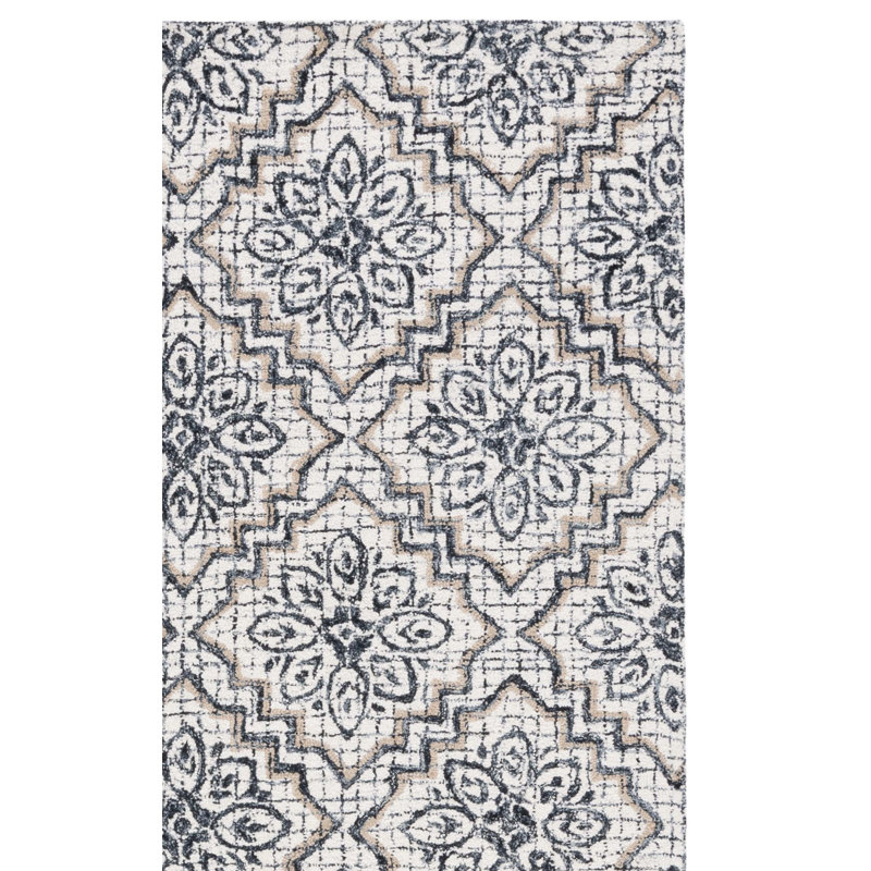 Abstract Hand Tufted Wool, Cotton Geometric Rug, Rectangle 5' x 8'