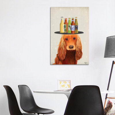 Cocker Spaniel Golden Beer Lover par Fab Funky, reproduction d'art sur toile tendue