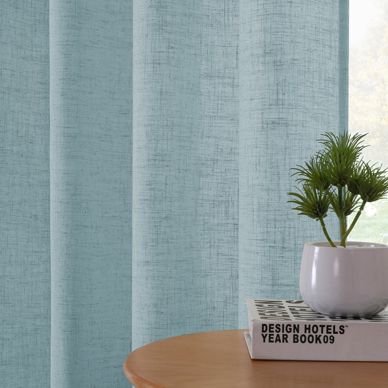 Thick Linen Farmhouse Window Curtain Drapes Linen Curtains 84 Inch Length for Living Room 96 Inches Grommet for Farmhouse Textured Curtains 2 Panels Set