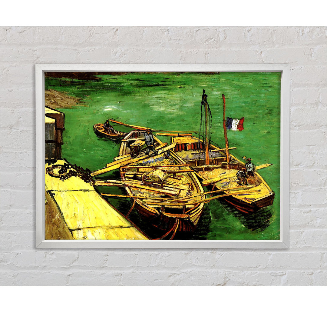 Van Gogh Quay With Men Unloading Sand Barges - Einzelbildrahmen Kunstdrucke auf Leinwand