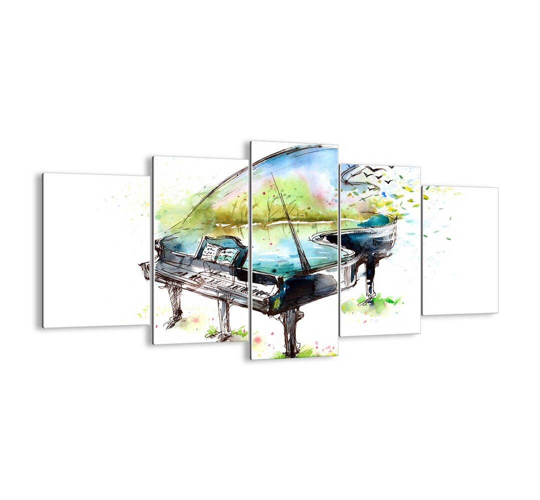 5-tlg. Glasbilder-Set - Grafikdruck „Enchanted in Music”