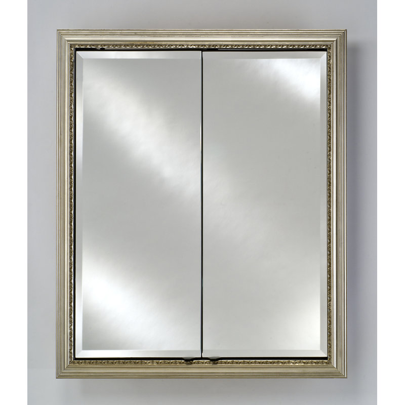 Armoire à pharmacie encastrée à 5 tablettes réglables Holdrege, H 30 po x l 24 po x P 4,4 po, Argent antique parisien