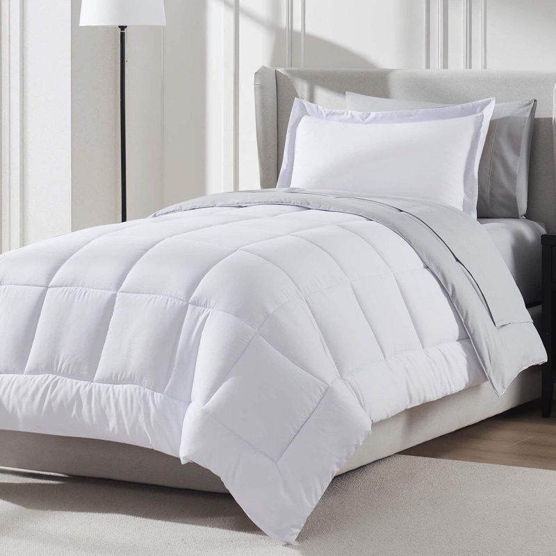 Ensemble d'édredon réversible avec draps Bed-in-a-bag, Édredon simple + 5 pièces supplémentaires, Blanc