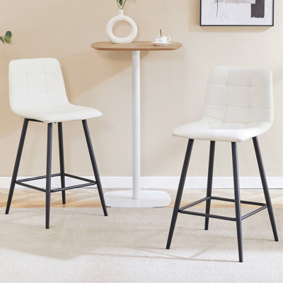 Ensemble de chaises de bar modernes en polyuréthane - deux pièces, confort stable. Conception à carreaux, pieds en métal noir, pouvant être placés dans les bars, les salons, les bars et autres espaces. Plusieurs couleurs disponibles.