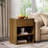  19.7" W Fluted Wood Nightstand Side Table with Storage in Walnut -2035621899