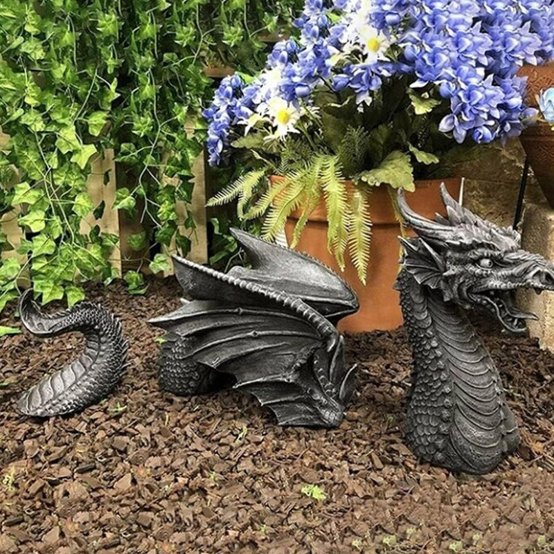 Dragon, gothique, décoration de jardin, statue, grande figurine, le dragon du château de Falkenberg