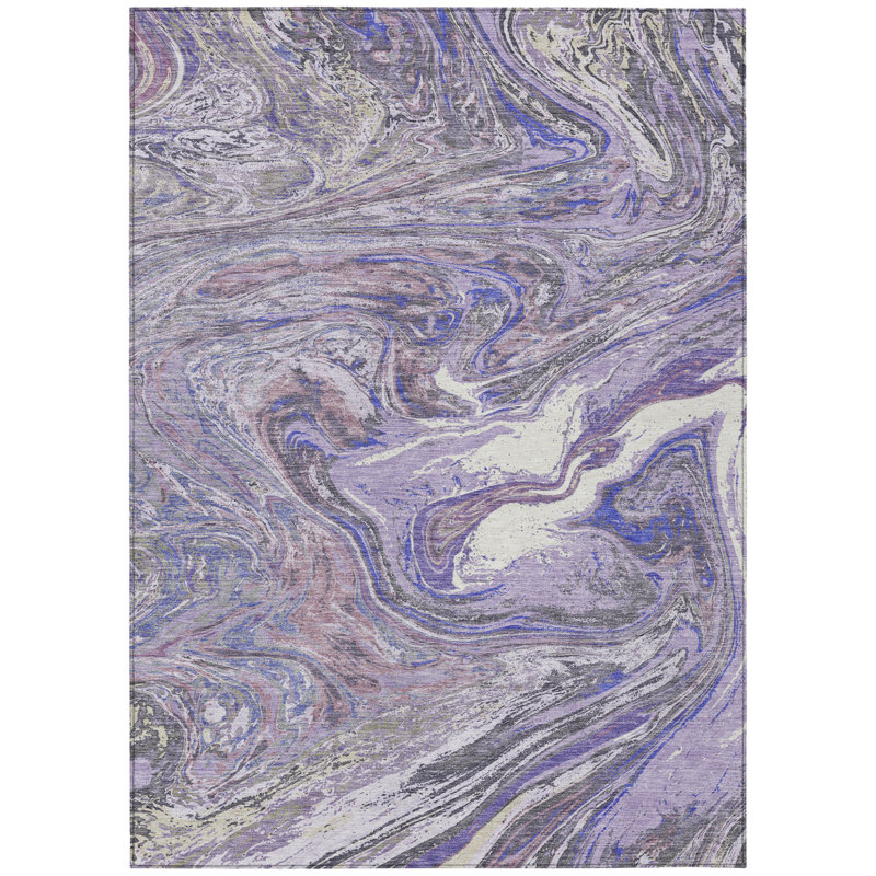 Tapis d'intérieur lavable abstrait mauve lavable 3 pi x 5 pi