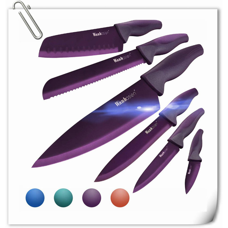 Ensemble de couteaux assortis 6 pièces Rephin, Mauve