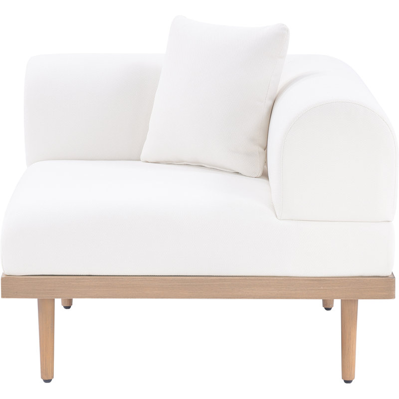 Madeleine Resilient Water Resistant Olefin Fabric Upholstered Outdoor Patio Corner Modular Chair, Cream