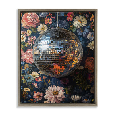 Floral Disco Ball Reflection Floating Frame, design by LSR Design Studio