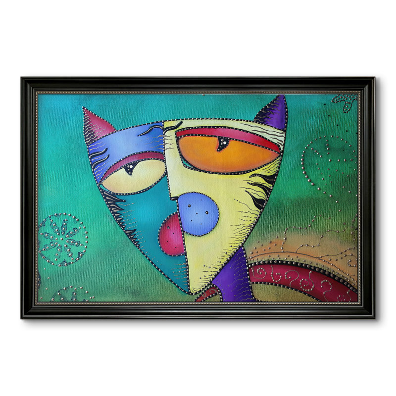 Celestial Cat-Laura Barbosa-Toile encadrée sur mesure, 28 po x 40 po, Toile avec cadre, Perle noire mate