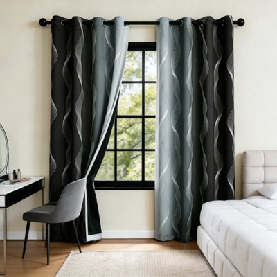 Rideaux occultant noir et blanc 95% 84 po 2 panneaux