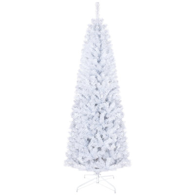 Christmas Tree 6ft Artificial Slim, , 618 Tips, White Realistic Plastic Slim Tree, Artificial, Branch