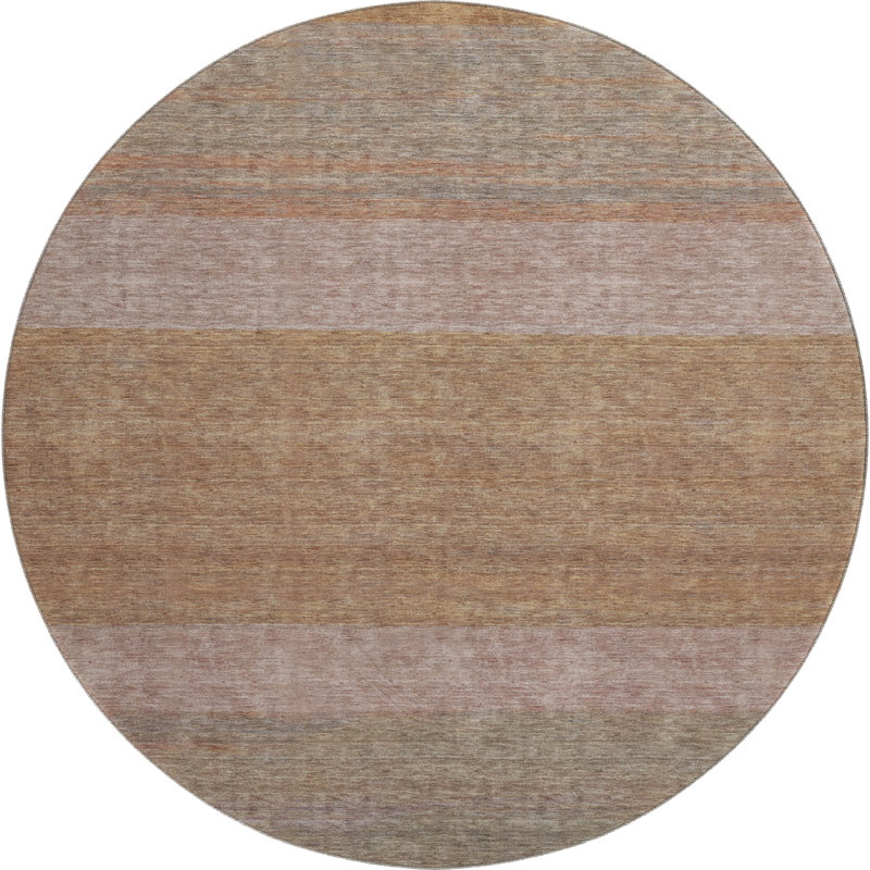 Premium Machine Washable Marasco AMF1624 Stripes Rug, Round 8'
