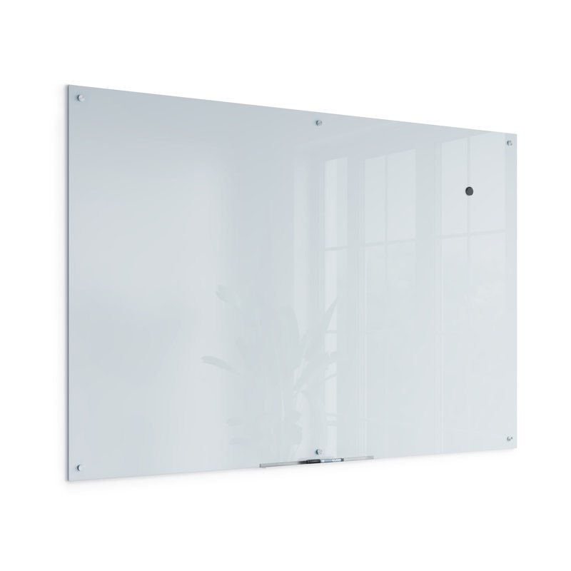 Wall Mounted Magnetic Glass Board, 47" x 70"