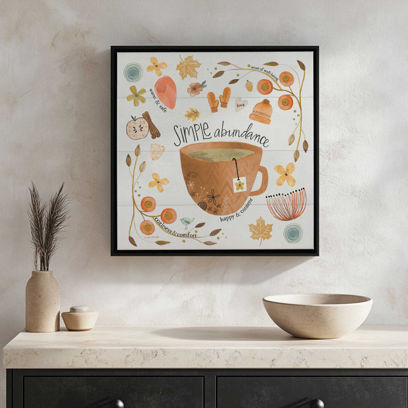 «Simple Abundance Tea» par Katie Doucette, reproduction d'art, Toile avec cadre, L 36 x H 36, Blanc