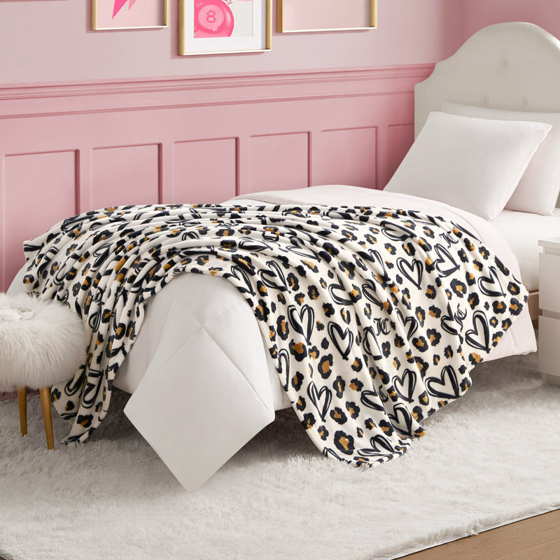 Couvertures en peluche Juoodle Couture Doodle Cheetah Heart, Cœur de guépard Doodle