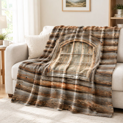 Jeté en flanelle rustique en bois rustique
