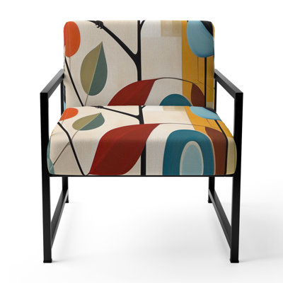 Green Mid Century Mod Nature III - Upholstered Mid-Century Modern Arm Chair, Midcentury Abstract Accent Chair