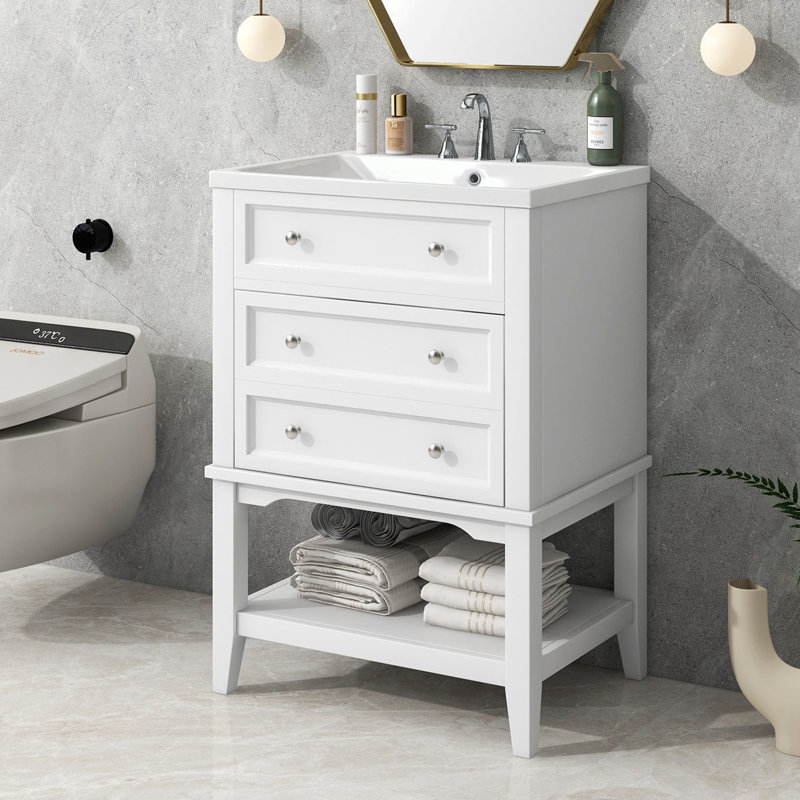 Ensemble de meuble-lavabo simple 24 po avec plateau en céramique Monifah
