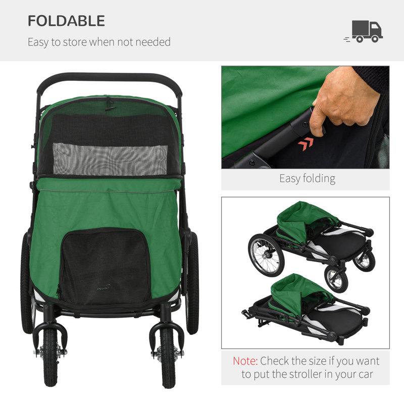 Foldable Pet Stroller, Green