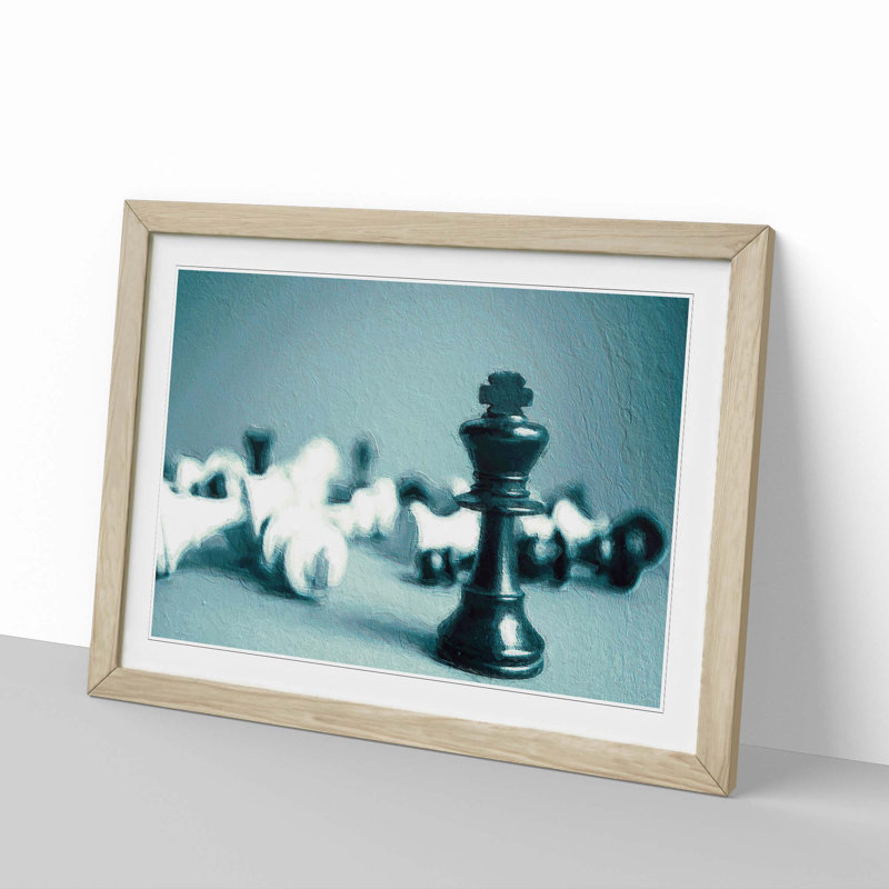 A Chess Battle - Framed Print, Oak Framed, 24cm H x 33cm W x 2cm D