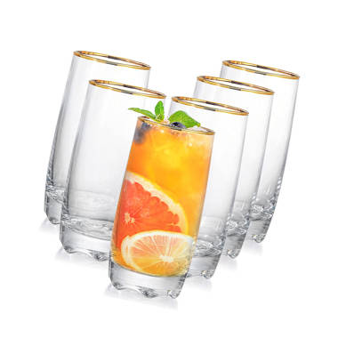 Drinking Glasses Set 6 Barware Tumblers Highball Juice Tall Coktail Clear  Glass