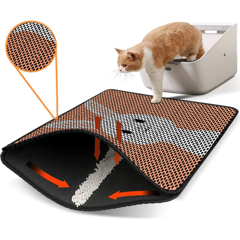 Tapis pour litière de qualité supérieure, 18 po x 24 po | 50% PVC / 50% polyester, lavable à la machine et passer l'aspirateur | Conception durable et facile à nettoyer pour les propriétaires d'animaux de compagnie | Protégez vos planchers des dégâts de la litière
