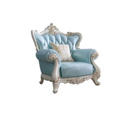 Fauteuil de luxe sculpté en bois massif de 48,03 de large