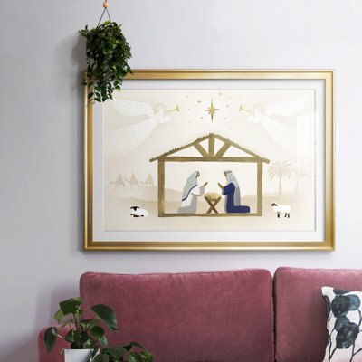 Away In A Manger Collection A - Matted and Framed Under Acrylic Glass, Large Living Room Wall Art